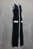 Sleeveless Single-breasted Button Long Dress GLYK-LX074