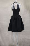 Bowknot Deep V Backless Sexy Puffy Dress GLYK-LX0116