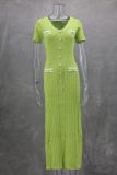 Short Sleeve V Neck Midi Dress GLYK-LX070