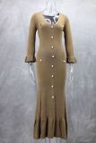 Long Sleeve Knits Slim Maxi Dress GLYK-LX059