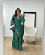 Patchwork Long Sleeve V Neck Maxi Dress GLYK-LX067