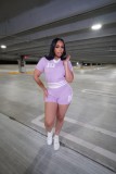 Contrast Color Knits Short Two Piece Set TK-6335