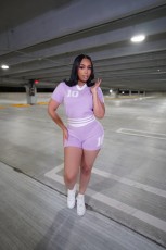 Contrast Color Knits Short Two Piece Set TK-6335