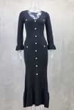 Long Sleeve Knits Slim Maxi Dress GLYK-LX059