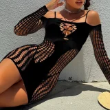 Hollow Out See Through Mini Dress GYDE-DYS-0580