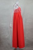 Embroidered Tube Tops Pressed Pleat Sling Maxi Dress GLYK-LX069