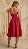 Bowknot Deep V Backless Sexy Puffy Dress GLYK-LX0116