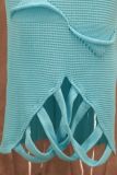 Hollow Out Contrast Color Tassel Maxi Dress GLYK-LX0122