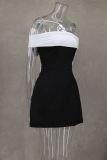 Off Shoulder Contrast Color Bow Tie Dress GLYK-LX0114