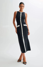 Sleeveless Single-breasted Button Long Dress GLYK-LX074