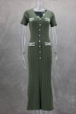 Short Sleeve V Neck Midi Dress GLYK-LX070