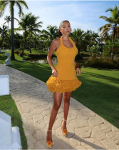 Hand-Woven Twisted Rope Shoulder Strap Tassel Dress GLYK-LX0092