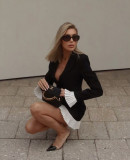 Contrast Color Ruffles Blazer MIni Dress GLYK-LX0115