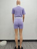 Contrast Color Knits Short Two Piece Set TK-6335