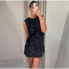 Sequin Lace-Up Bow Mini Dress GLYK-LX0120