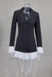 Contrast Color Ruffles Blazer MIni Dress GLYK-LX0115