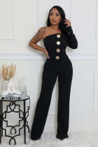 Single Shoulder Long Sleeve Jumpsuit OSM-4473