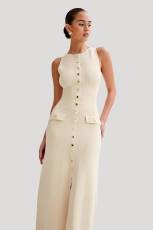 Sleeveless Knits Slim Long Dress GLYK-LX076