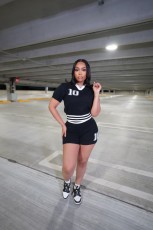Contrast Color Knits Short Two Piece Set TK-6335