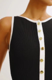 Sleeveless Single-breasted Button Long Dress GLYK-LX074