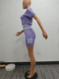 Contrast Color Knits Short Two Piece Set TK-6335