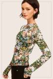 Mesh Print Long Sleeve T Shirt QYXZ-9180