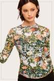 Mesh Print Long Sleeve T Shirt QYXZ-9180