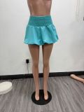  Solid Color Bubble Pleated Mini Skirt TK-6338