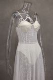 Floral Lace See-through Halter Maxi Dress GLYK-LX0118