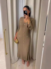 Long Sleeve Knits Slim Maxi Dress GLYK-LX059