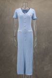 Short Sleeve V Neck Midi Dress GLYK-LX070