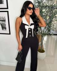 Patchwork Long Sleeve Sport Jumpsuit OSM-4469