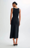 Sleeveless Single-breasted Button Long Dress GLYK-LX074