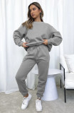 Plus Size Solid Color Padded Long Sleeve Casual Pants Set SSNF-211022