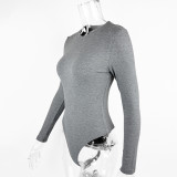 Solid Color O Neck Long Sleeve Bodysuit GZJF-ZJ2226