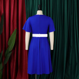 Plus Size Solid Color Flare Sleeve Midi Dress GCZF-8624