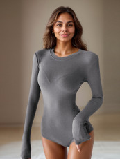 Solid Color O Neck Long Sleeve Bodysuit GZJF-ZJ2226