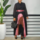 Plus Size Color Block Press Pleated Maxi Dress GCZF-8623