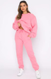 Plus Size Solid Color Padded Long Sleeve Casual Pants Set SSNF-211022