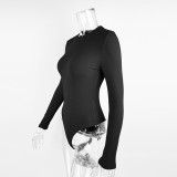 Solid Color O Neck Long Sleeve Bodysuit GZJF-ZJ2226