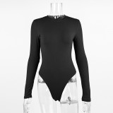 Solid Color O Neck Long Sleeve Bodysuit GZJF-ZJ2226