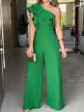 Slash Shoulder Ruffles Loose Jumpsuit BS-1381
