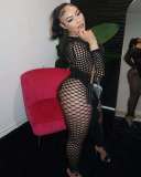 Pre Order: About 7 work days shipping Long Sleeve Fishing Net Torn Jumpsuit YUEM-Y2025225
