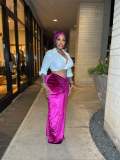 Drawstring Velour Half-body Skirt WSM-5375