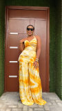 Tie Dye Print Halterneck Two Piece Pants Set GFDY-1322