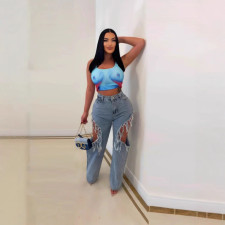 Sexy Holes Washed Loose Jeans SHMF-M-6199