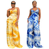 Tie Dye Print Halterneck Two Piece Pants Set GFDY-1322