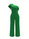 Slash Shoulder Ruffles Loose Jumpsuit BS-1381