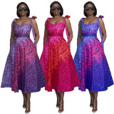Sleeveless Print Sling Maxi Dress GFDY-1324