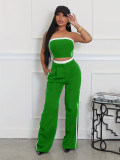 Sexy Wrap Chests Tops And Wide Leg Pants 2 Piece Set SFY-662